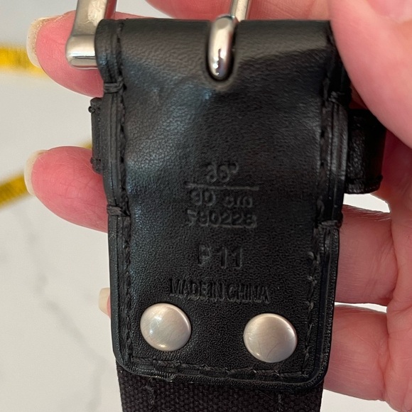 Men's Coach 100% Black Leather Belt Silvertone Buckle - Picture 6 of 13